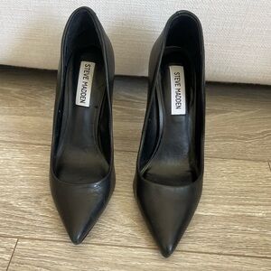 Steve Madden Black Leather Noir Women's Heels